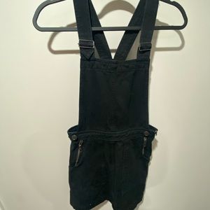 Black Denim Overall Dress